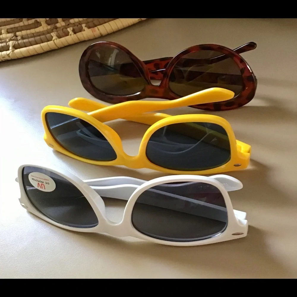 Sunglasses 3 pair. Yellow brown white good frames bundle three su…